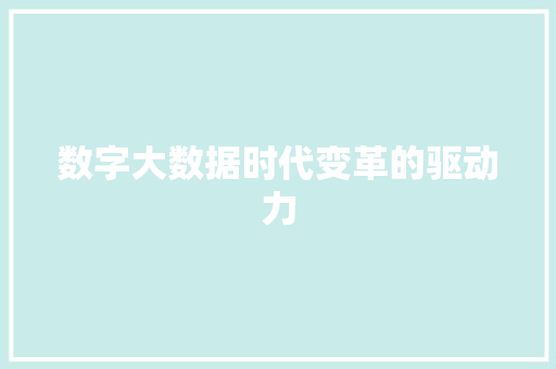 数字大数据时代变革的驱动力  第1张