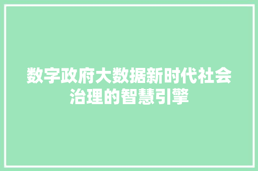 数字政府大数据新时代社会治理的智慧引擎  第1张