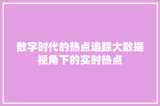 数字时代的热点追踪大数据视角下的实时热点
