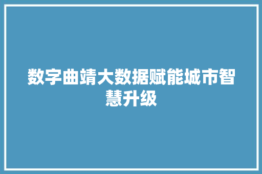 数字曲靖大数据赋能城市智慧升级  第1张