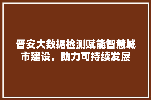晋安大数据检测赋能智慧城市建设，助力可持续发展  第1张
