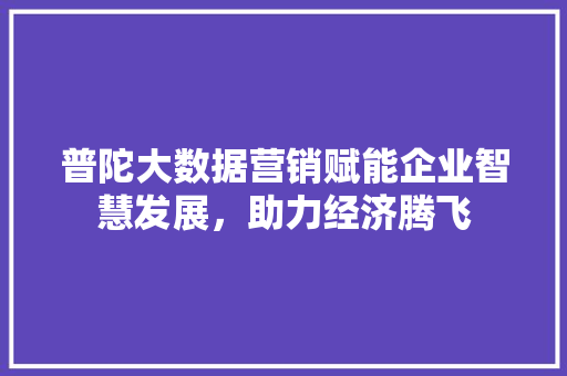 普陀大数据营销赋能企业智慧发展，助力经济腾飞