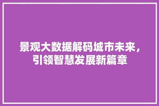 景观大数据解码城市未来，引领智慧发展新篇章