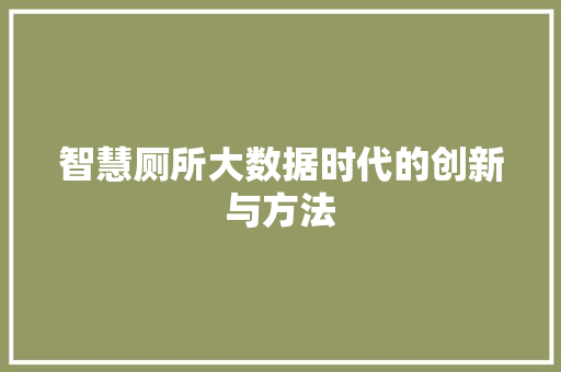 智慧厕所大数据时代的创新与方法  第1张