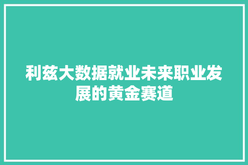 利兹大数据就业未来职业发展的黄金赛道  第1张