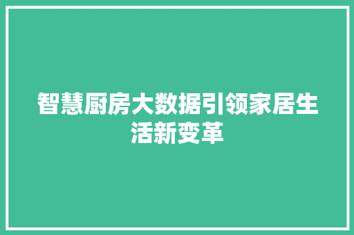 智慧厨房大数据引领家居生活新变革  第1张