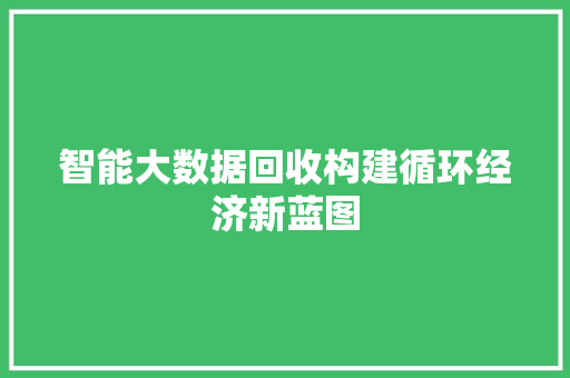 智能大数据回收构建循环经济新蓝图