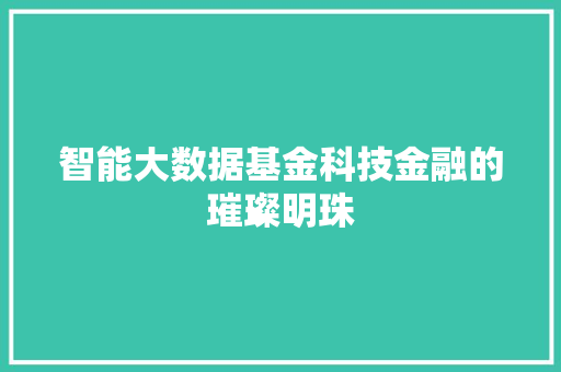 智能大数据基金科技金融的璀璨明珠  第1张