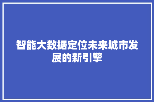 智能大数据定位未来城市发展的新引擎