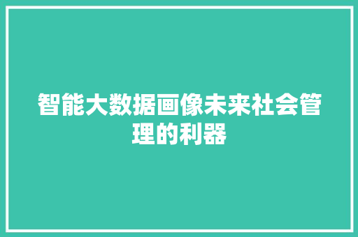 智能大数据画像未来社会管理的利器