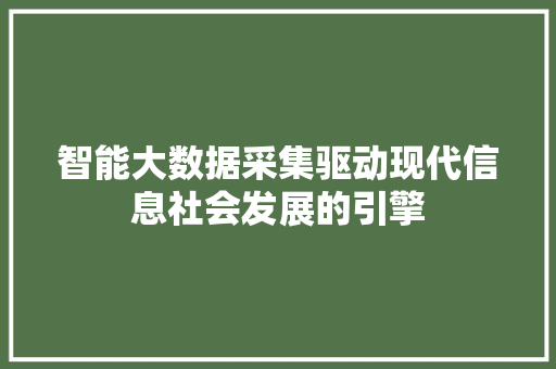 智能大数据采集驱动现代信息社会发展的引擎  第1张