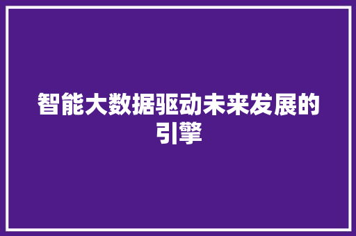 智能大数据驱动未来发展的引擎  第1张