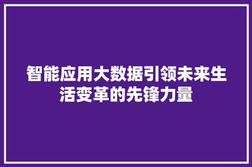 智能应用大数据引领未来生活变革的先锋力量  第1张