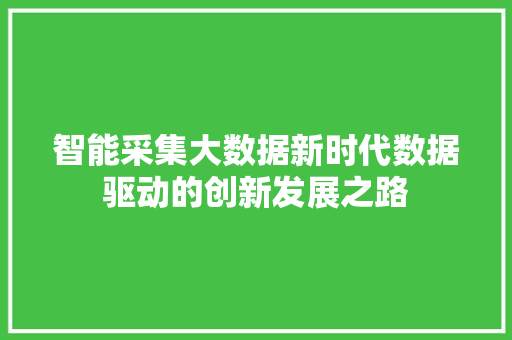 智能采集大数据新时代数据驱动的创新发展之路