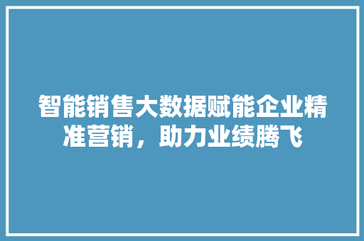 智能销售大数据赋能企业精准营销，助力业绩腾飞  第1张