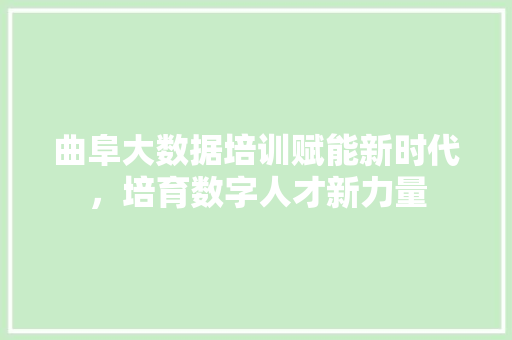 曲阜大数据培训赋能新时代，培育数字人才新力量