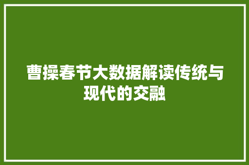 曹操春节大数据解读传统与现代的交融
