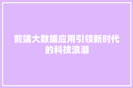 前端大数据应用引领新时代的科技浪潮  第1张