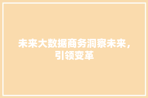 未来大数据商务洞察未来，引领变革