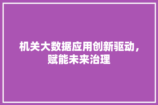 机关大数据应用创新驱动，赋能未来治理  第1张