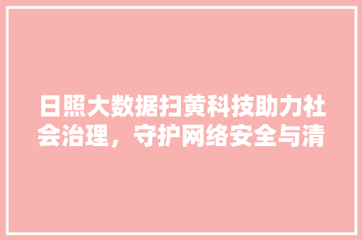 日照大数据扫黄科技助力社会治理，守护网络安全与清朗空间  第1张