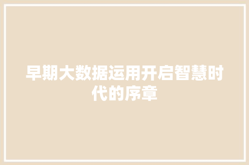 早期大数据运用开启智慧时代的序章  第1张