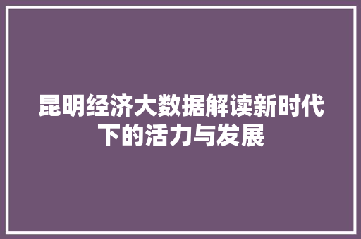 昆明经济大数据解读新时代下的活力与发展