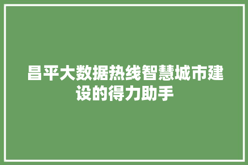 昌平大数据热线智慧城市建设的得力助手  第1张