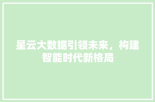 星云大数据引领未来，构建智能时代新格局