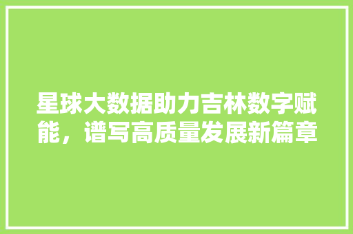 星球大数据助力吉林数字赋能，谱写高质量发展新篇章