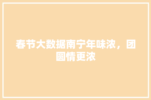 春节大数据南宁年味浓，团圆情更浓