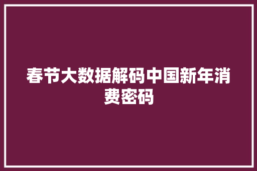 春节大数据解码中国新年消费密码  第1张