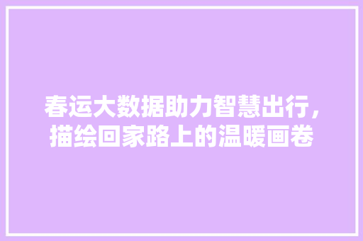 春运大数据助力智慧出行，描绘回家路上的温暖画卷