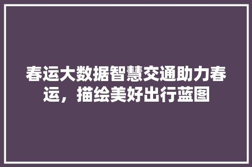 春运大数据智慧交通助力春运，描绘美好出行蓝图  第1张