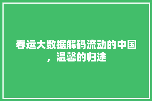 春运大数据解码流动的中国，温馨的归途  第1张