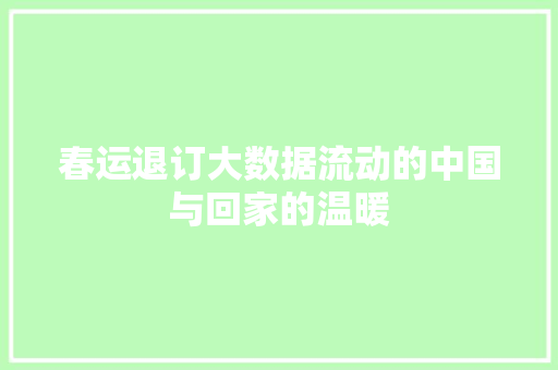 春运退订大数据流动的中国与回家的温暖