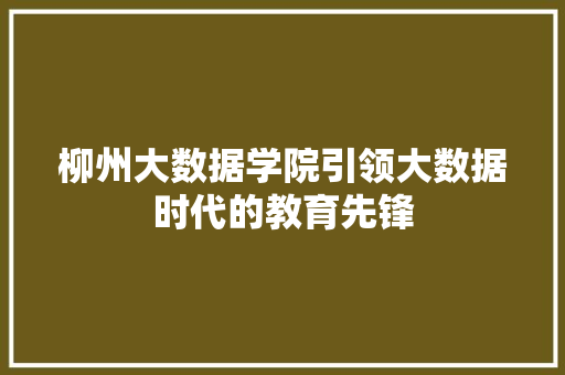 柳州大数据学院引领大数据时代的教育先锋  第1张