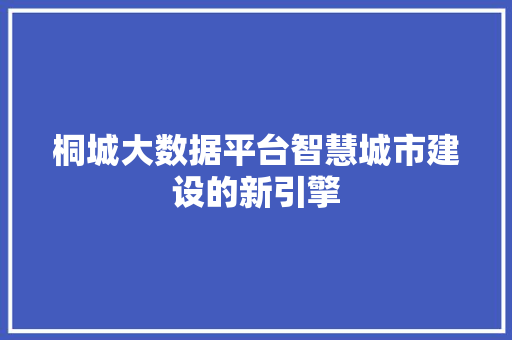 桐城大数据平台智慧城市建设的新引擎