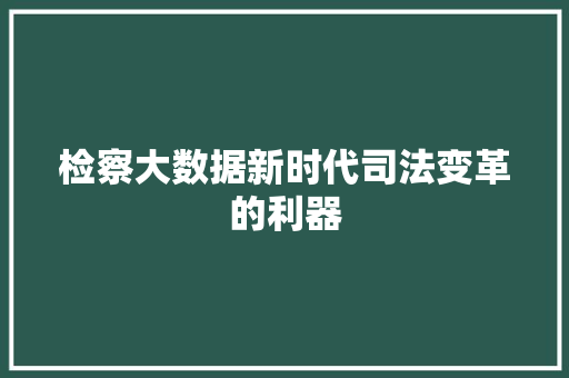 检察大数据新时代司法变革的利器  第1张