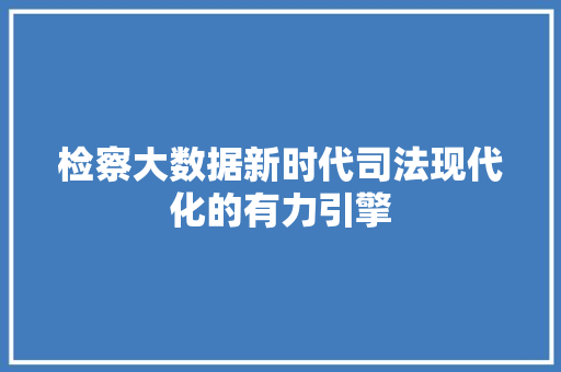 检察大数据新时代司法现代化的有力引擎  第1张