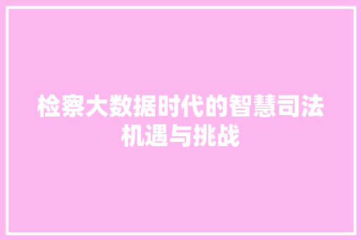 检察大数据时代的智慧司法机遇与挑战  第1张