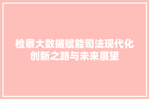 检察大数据赋能司法现代化创新之路与未来展望  第1张