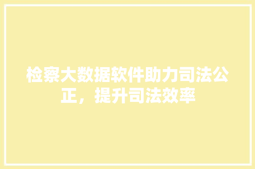 检察大数据软件助力司法公正，提升司法效率  第1张