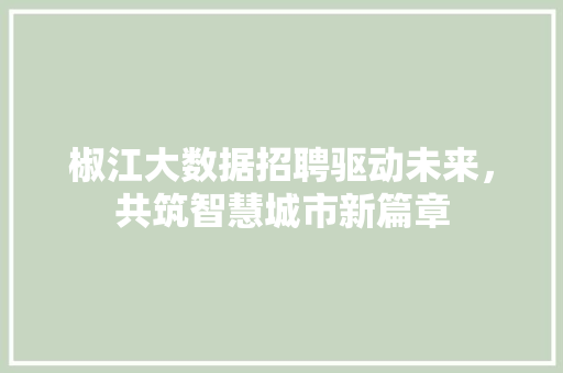 椒江大数据招聘驱动未来，共筑智慧城市新篇章
