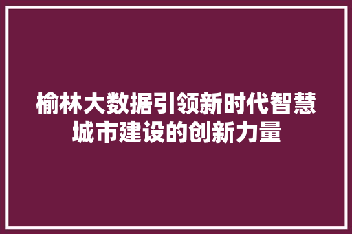 榆林大数据引领新时代智慧城市建设的创新力量