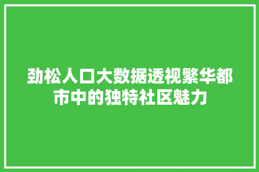 劲松人口大数据透视繁华都市中的独特社区魅力