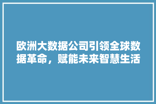 欧洲大数据公司引领全球数据革命，赋能未来智慧生活  第1张