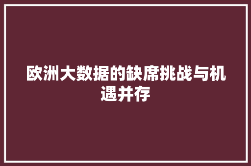 欧洲大数据的缺席挑战与机遇并存