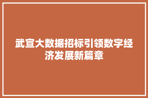 武宣大数据招标引领数字经济发展新篇章  第1张