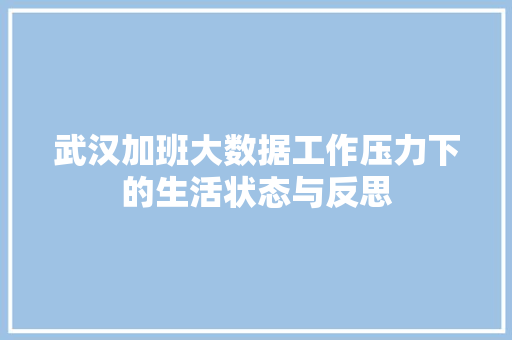 武汉加班大数据工作压力下的生活状态与反思